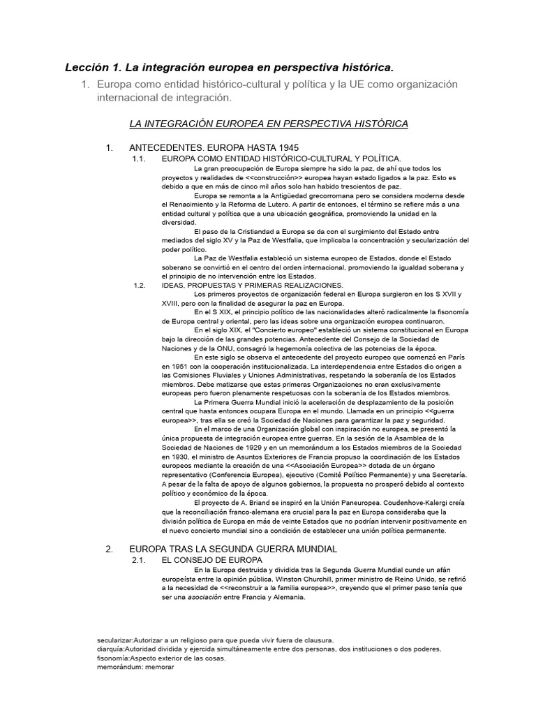 Historia de la Integración Europea | PDF | tratado de Maastricht ...