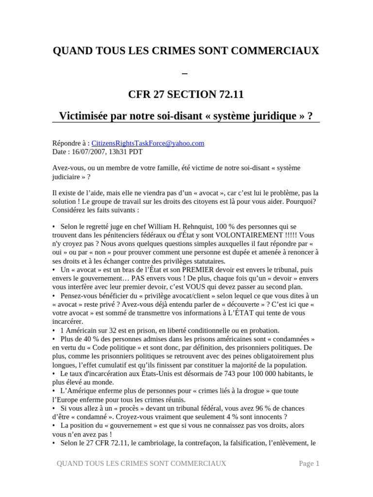Crimes commerciaux et droits des citoyens | PDF | Loi internationale | Loi
