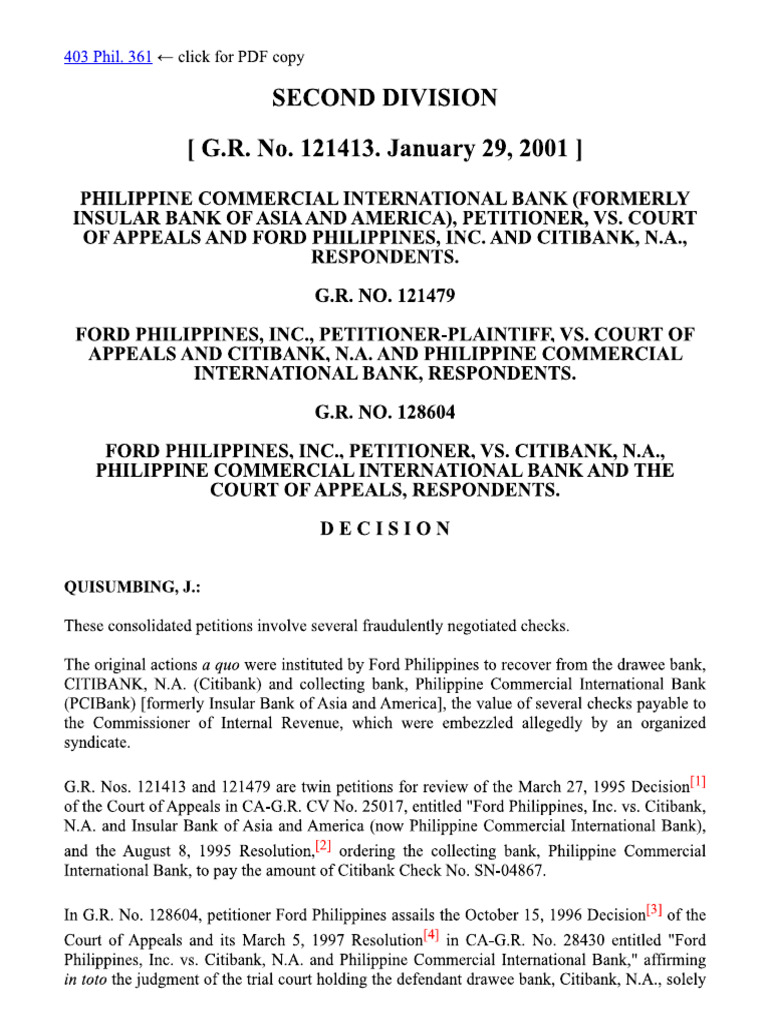 PCIB Vs CA | PDF