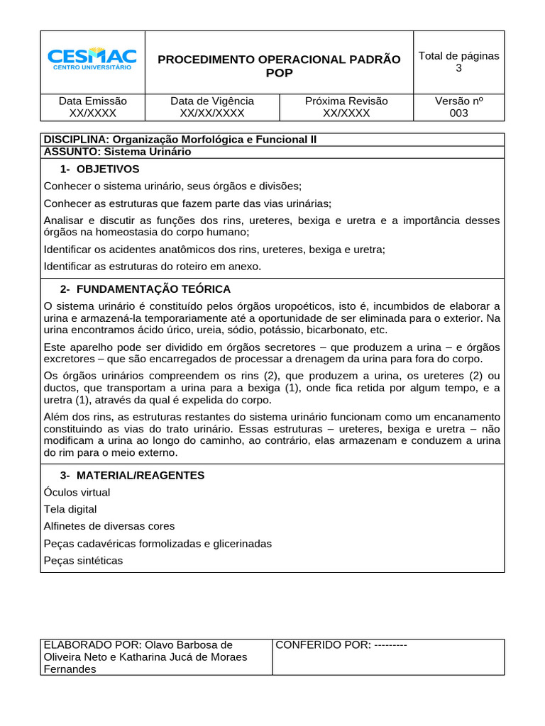 PAP OMF 2 Sistema Urinário - Novo | PDF | Rim | Sistema urinário