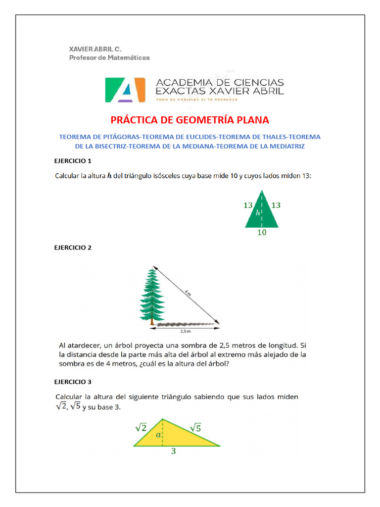 Ejercicios de Teoremas de Geometría | PDF
