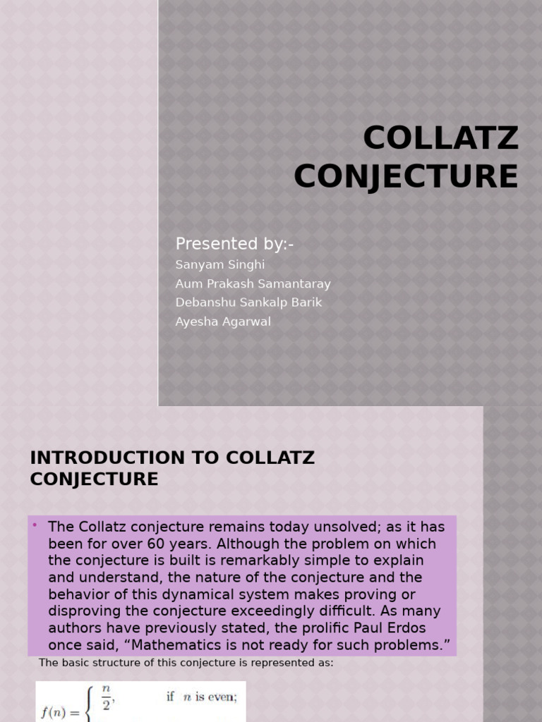 Presentation Collatz Cojecture | PDF | Arithmetic | Mathematical Concepts
