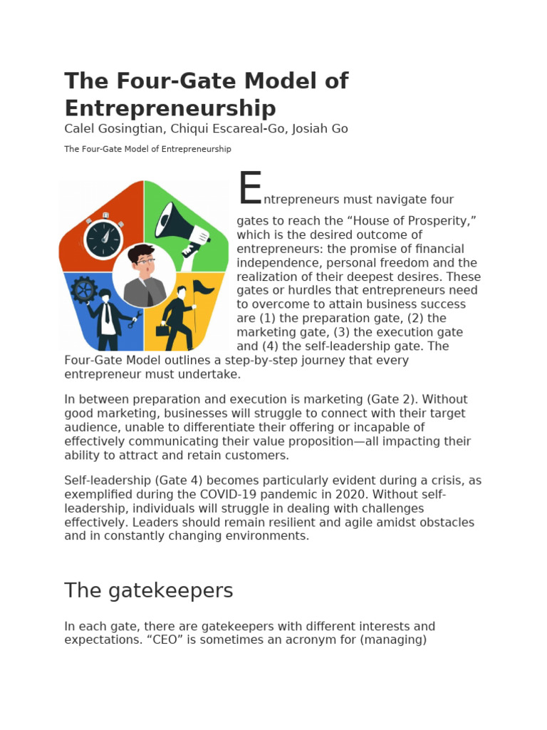 The Four-Gate Model of Entrepreneurship | PDF | Entrepreneurship ...