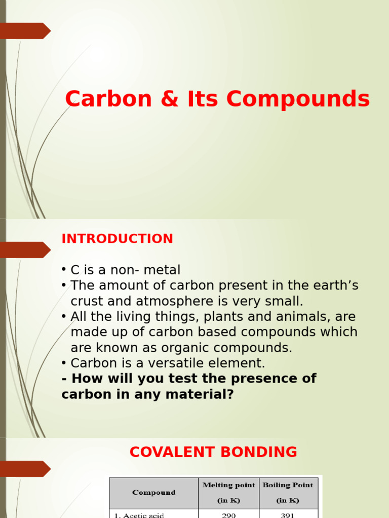Understanding Carbon and Its Compounds | PDF | Ethanol | Functional Group