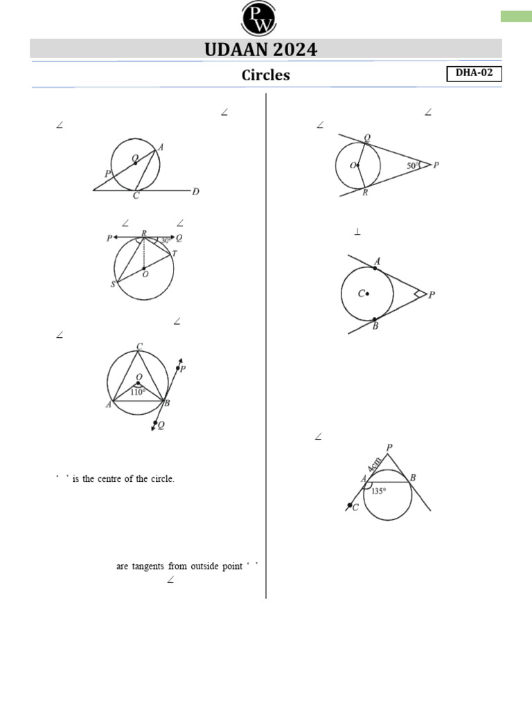 Circles - Daily Home Assignment 02 (Of Lecture 03) - (Udaan 2024) | PDF ...