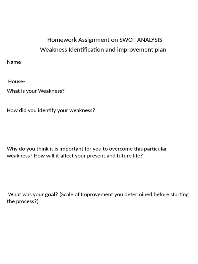 Overcoming Weakness: SWOT Analysis Guide | PDF