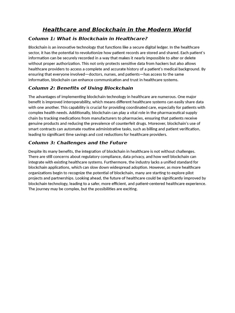 Healthcare and Blockchain in The Modern World | PDF