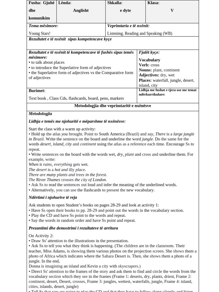 Lesson Plan No 3 | PDF | Adjective | Language Families
