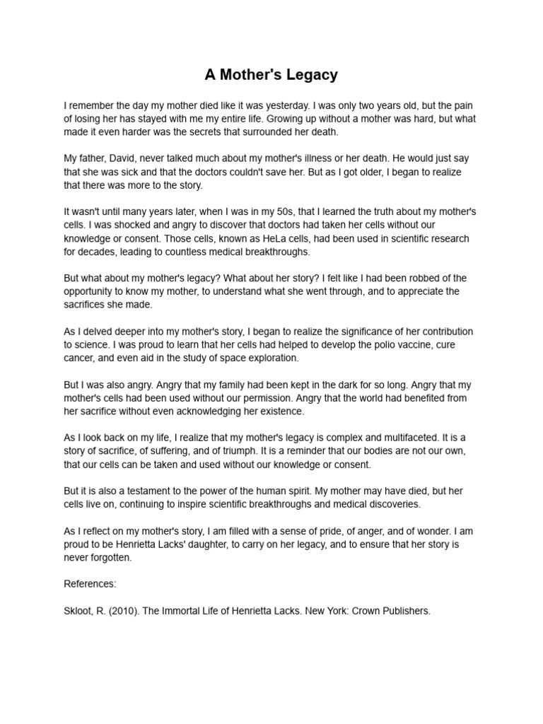 A Mother's Legacy PDF