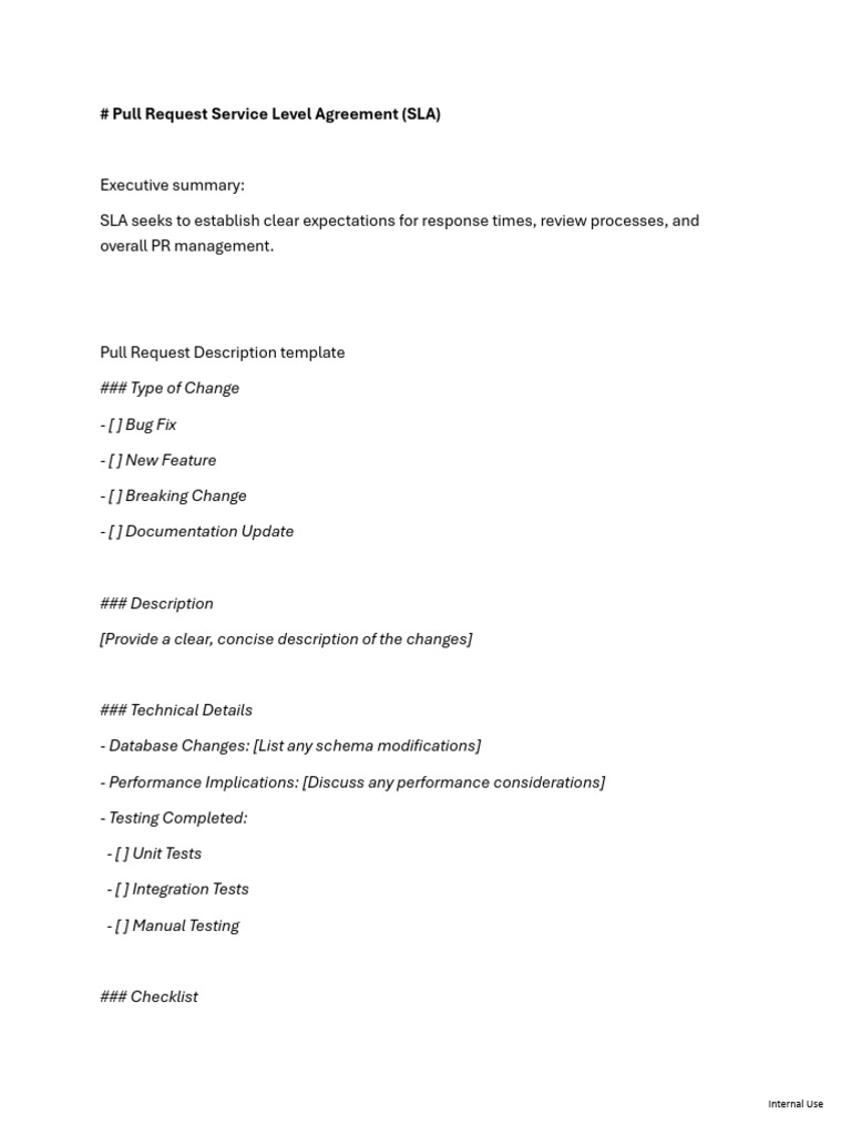 Pull Request SLA Guidelines and Checklist | PDF | Service Level ...