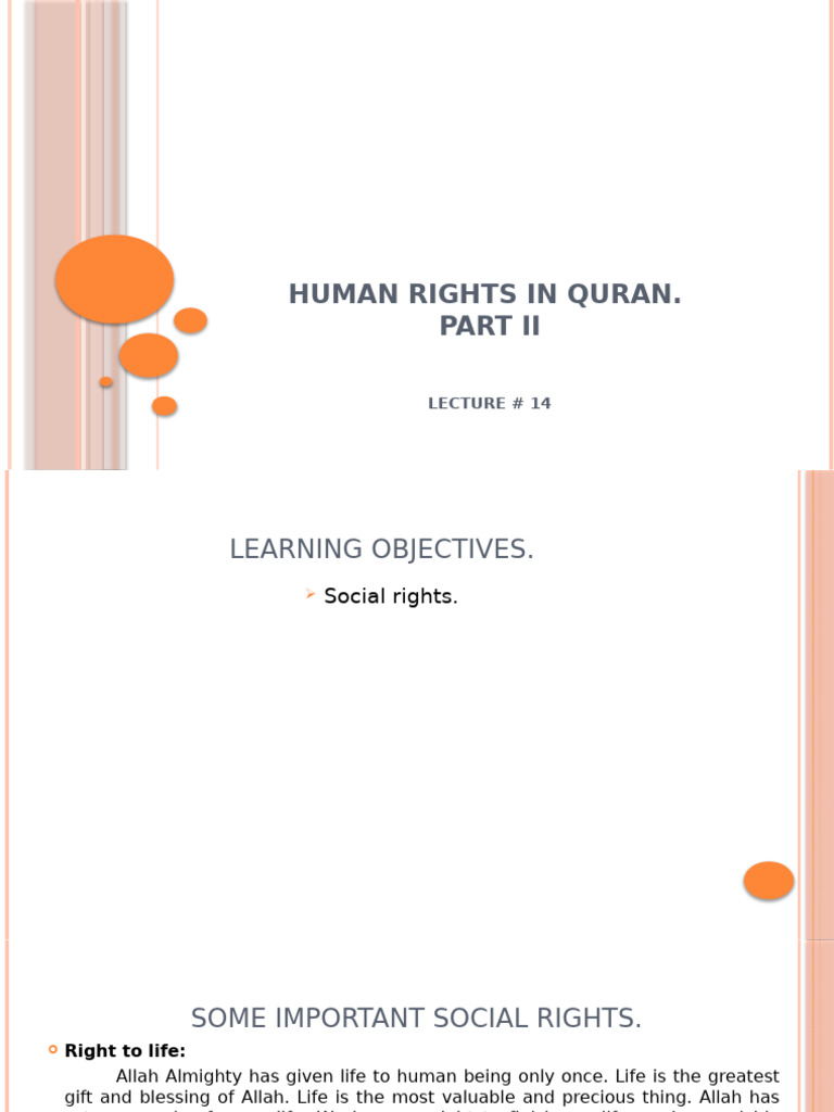 Lecture 14.human Rights in Quran Part II | PDF | Muhammad | Quran