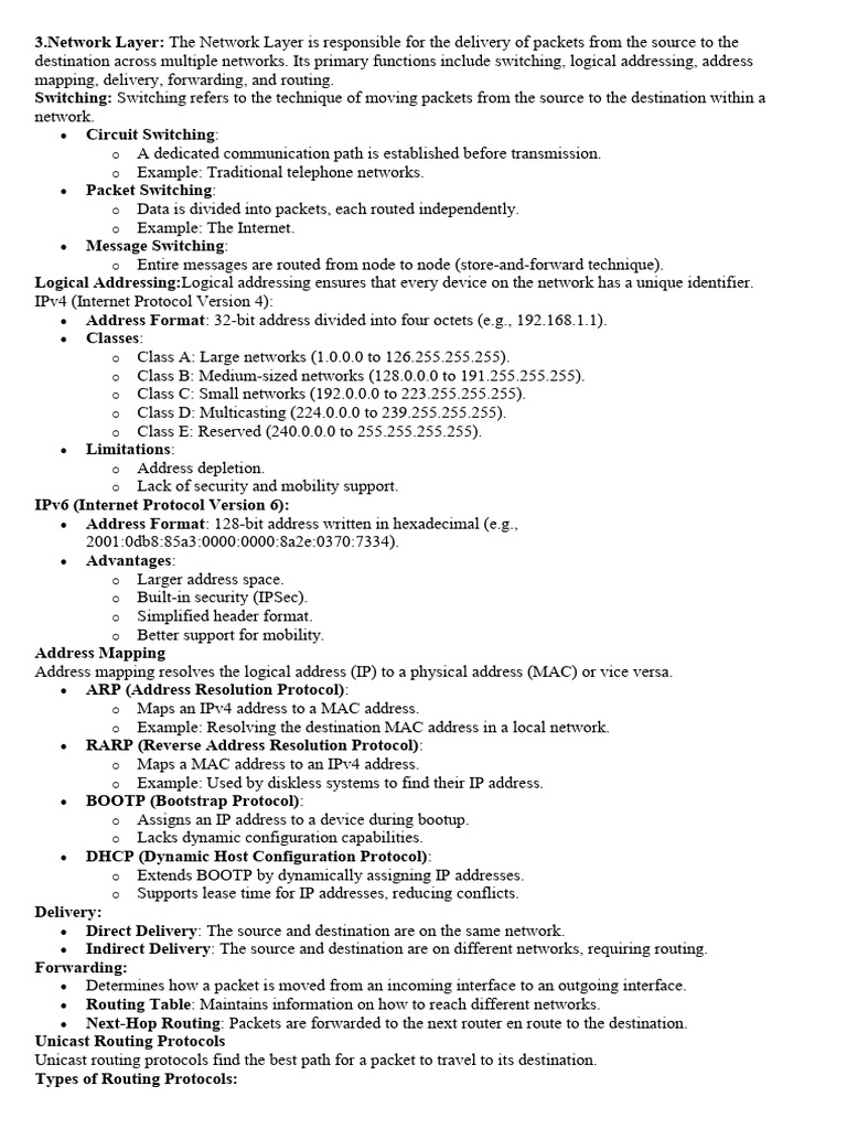 Network Layer Functions and Protocols Overview | PDF | Transmission ...