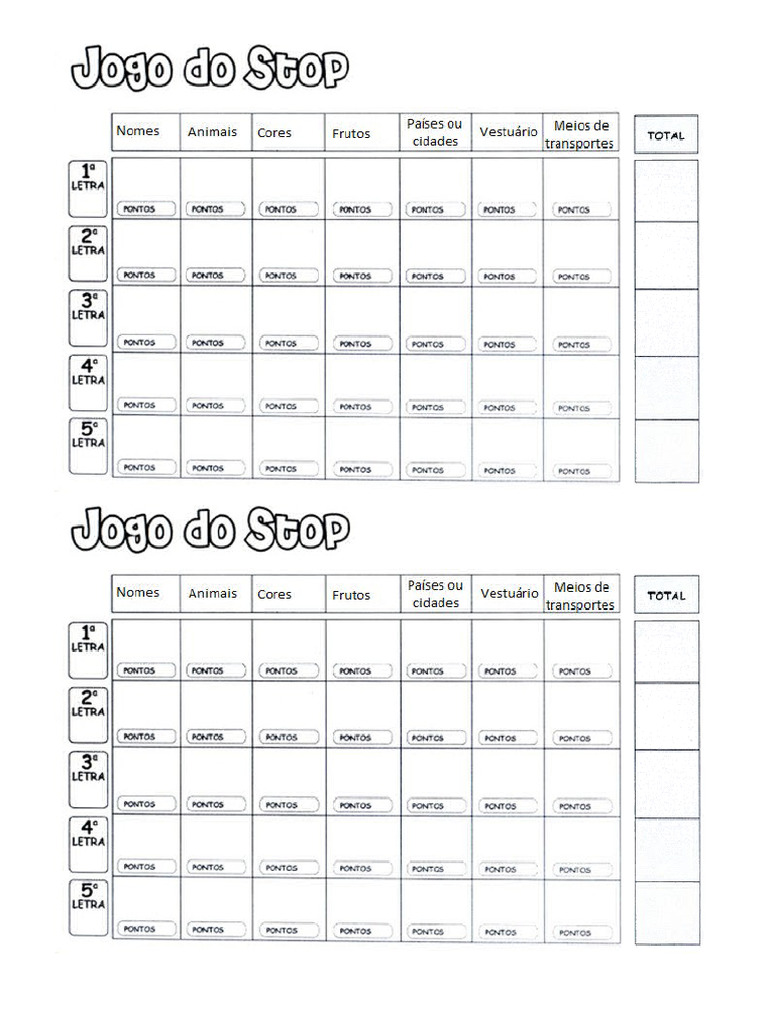 Jogo Do STOP | PDF