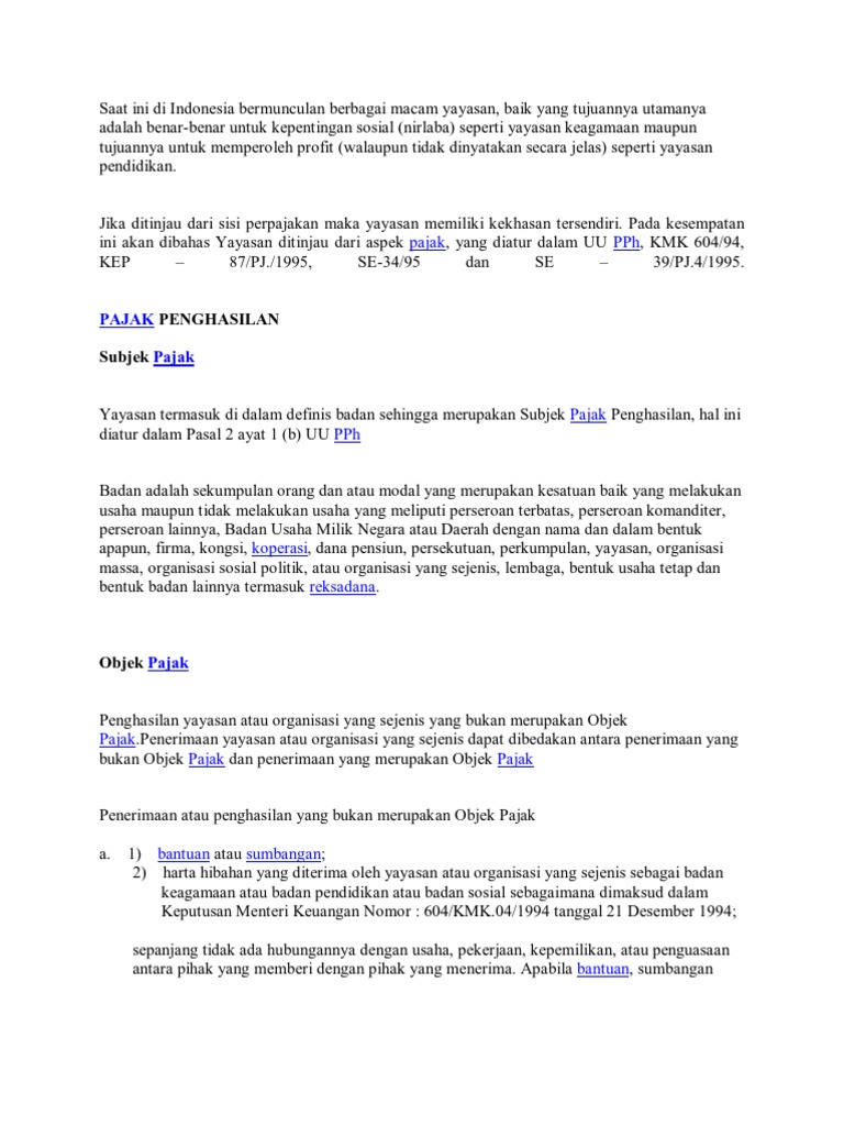 Contoh Laporan Keuangan Pajak Yayasan Pendidikan Seputar