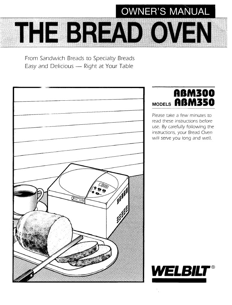 Welbilt ABM300 - ABM350 Bread Maker Manual