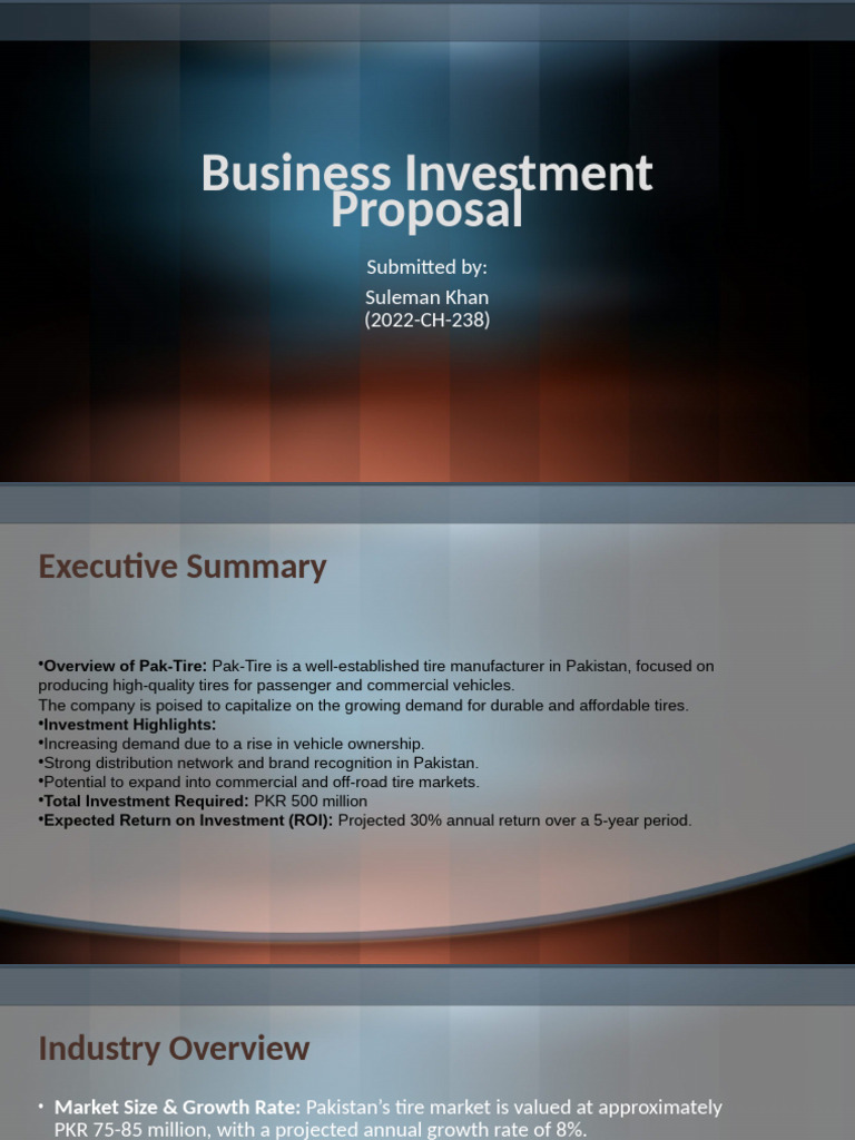 Business Investment Proposal-2 | PDF | Return On Investment | Tire