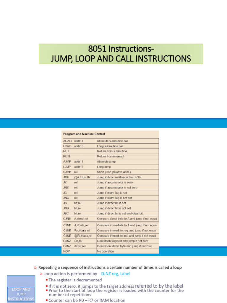 8051 Jump and Call Instructions Guide | PDF | Assembly Language ...