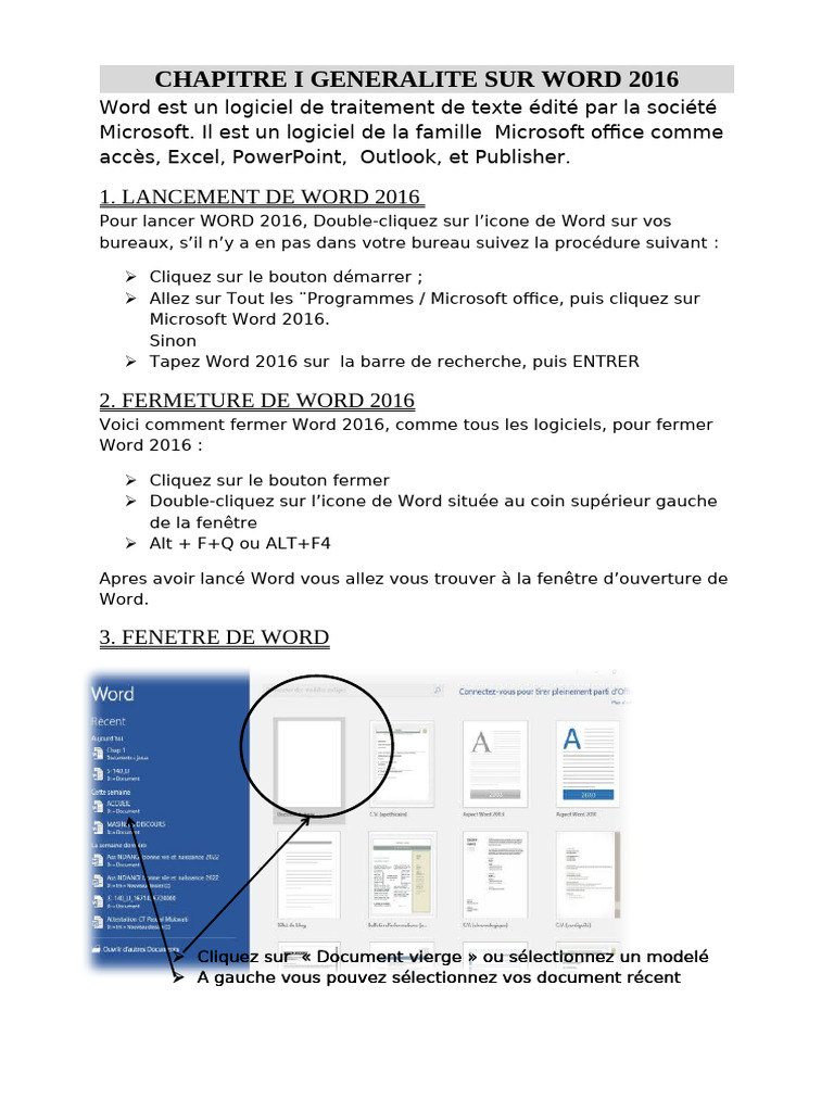 Introduction à Word 2016 : Interface et Fonctionnalités | PDF ...