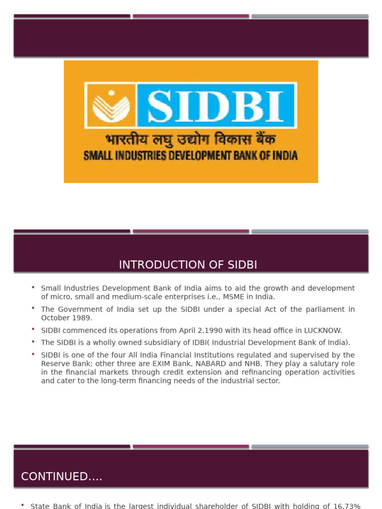 Overview of SIDBI and Its Role in MSME | PDF | Economies | Banking