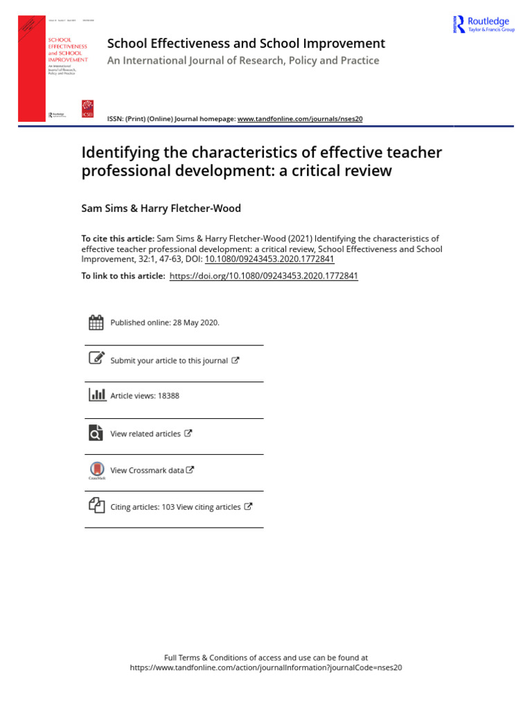Characteristics of Effective Teacher PD | PDF | Causality | Methodology