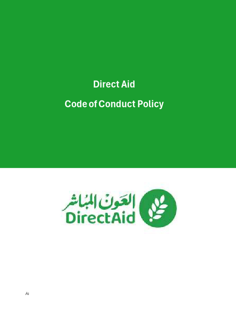 Direct Aid - Code of Conduct Policy | PDF | Employment | Conflict Of ...