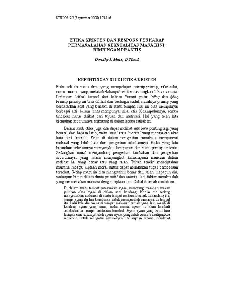 01 Etika Kristen Dan Respons Terhadap Permasalahan Seksualitas Masa Kini Dorothy I Marx