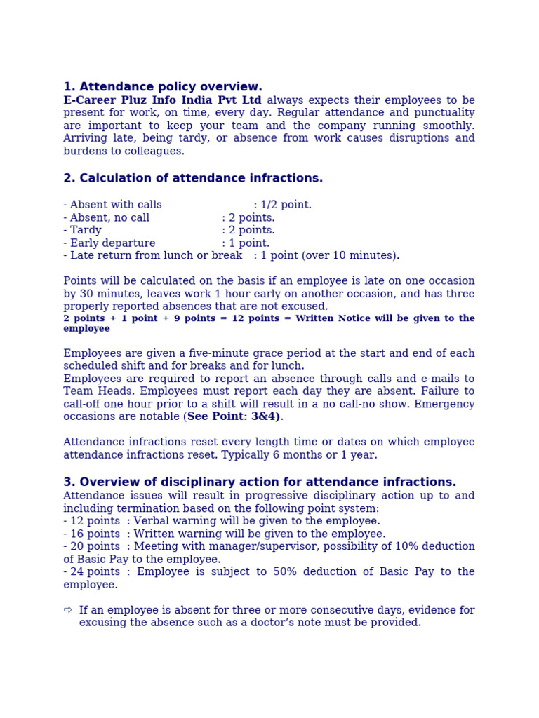 Attendance Policy and Infractions Guide | PDF | Justice | Crime & Violence