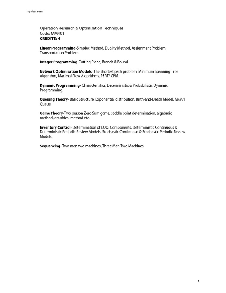 Operation Research Techniques Overview | PDF | Computers