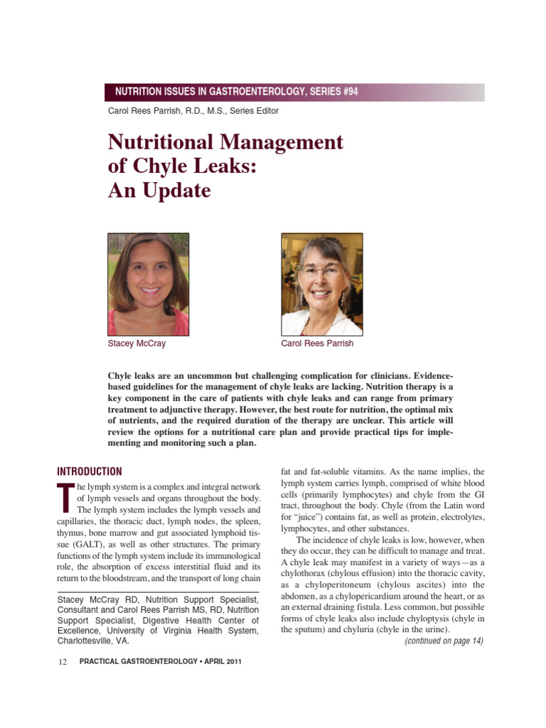 Nutritional Strategies for Chyle Leaks | PDF | Lymphatic System ...
