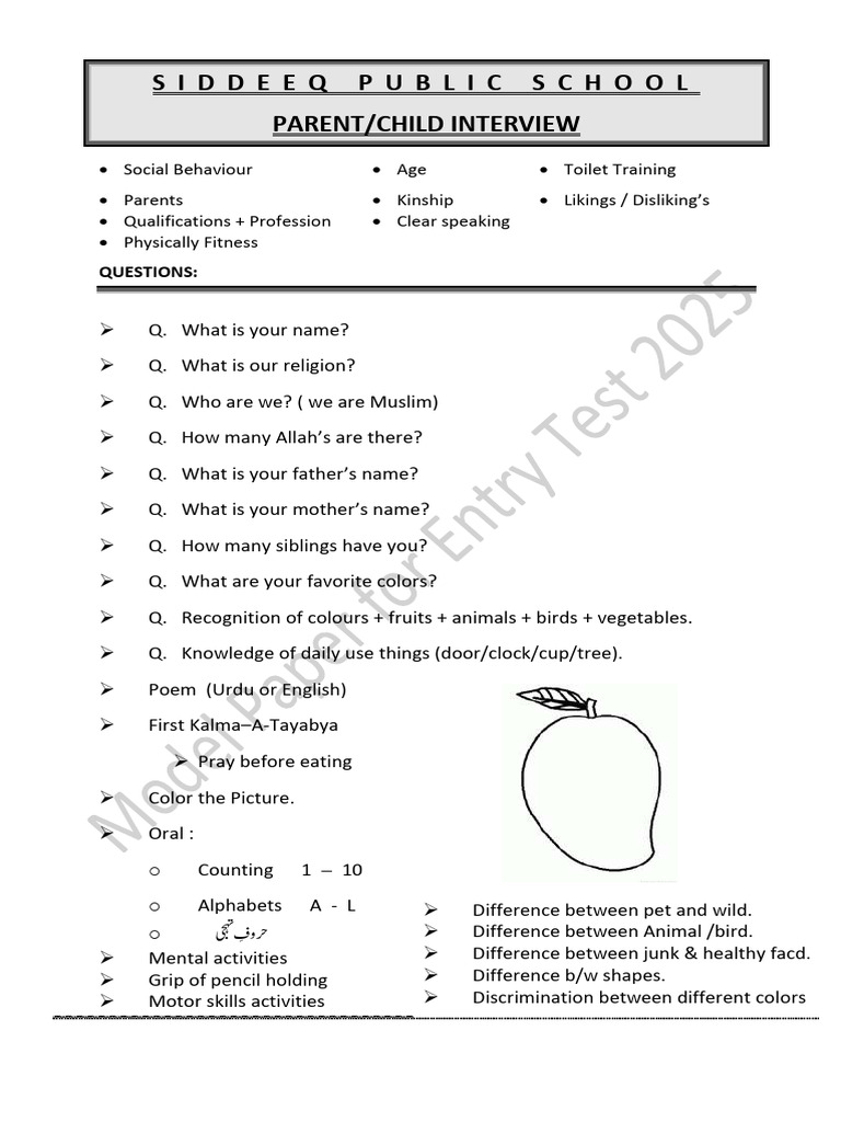 Parent-Child Interview Guide for Schools | PDF