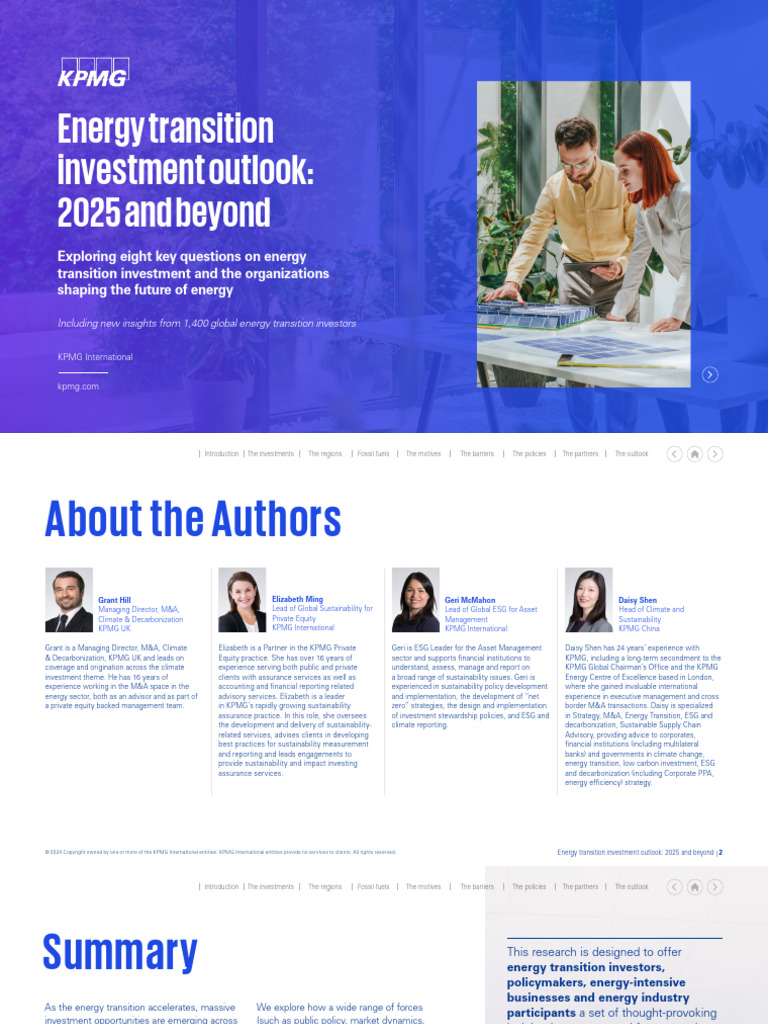 KPMG Energy Transition Investment Outlook 2025 Beyond 1735078758 | PDF ...