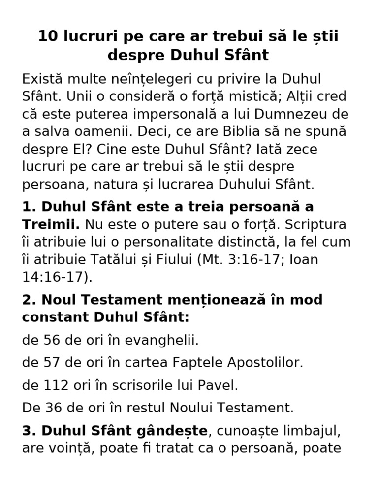 10 Lucruri Despre Duhul Sfânt | PDF