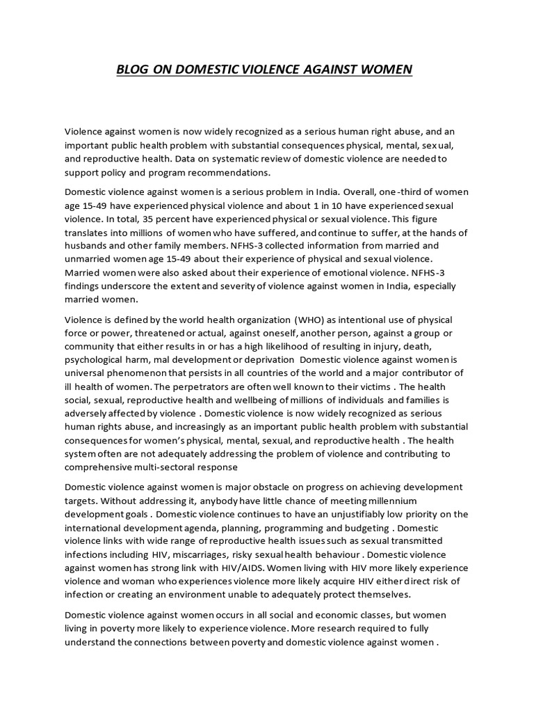 Domestic Violence Against Women in India | PDF | Violence | Domestic ...