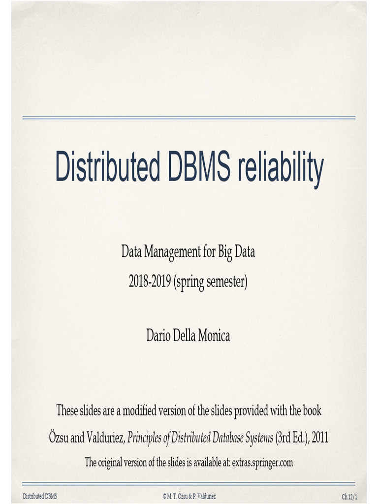 Ensuring Reliability in Distributed DBMS | PDF | Databases | Database ...