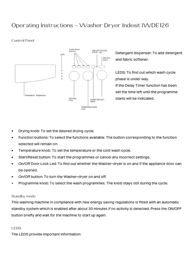 Operating Instructions Washer Dryer (Apts 1 2 5 7 9 13 14) | PDF ...