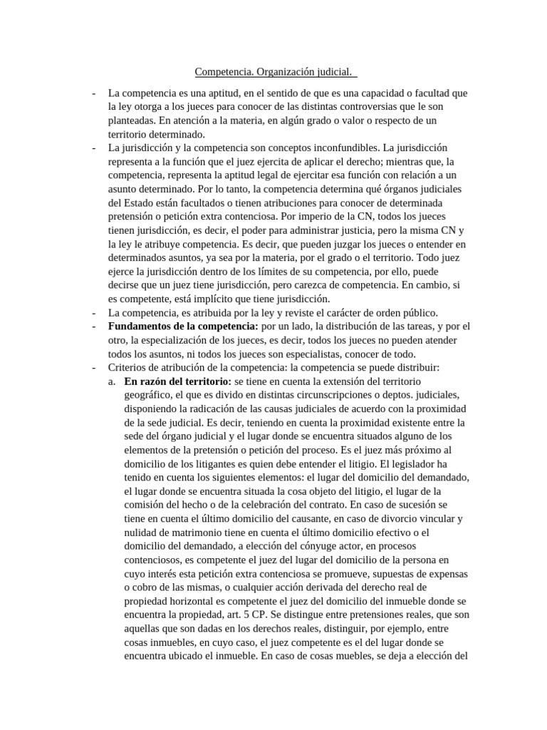 Competencia Judicial: Conceptos y Criterios | PDF | Judicaturas ...