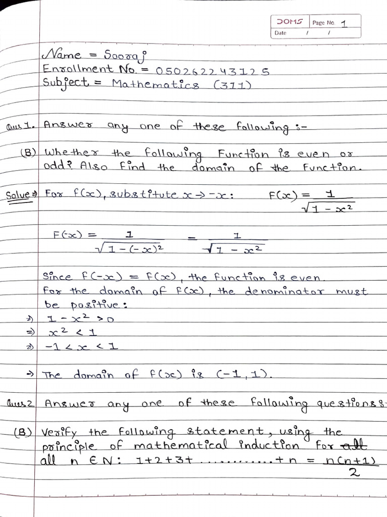 Mathematics Solved Assignment | PDF