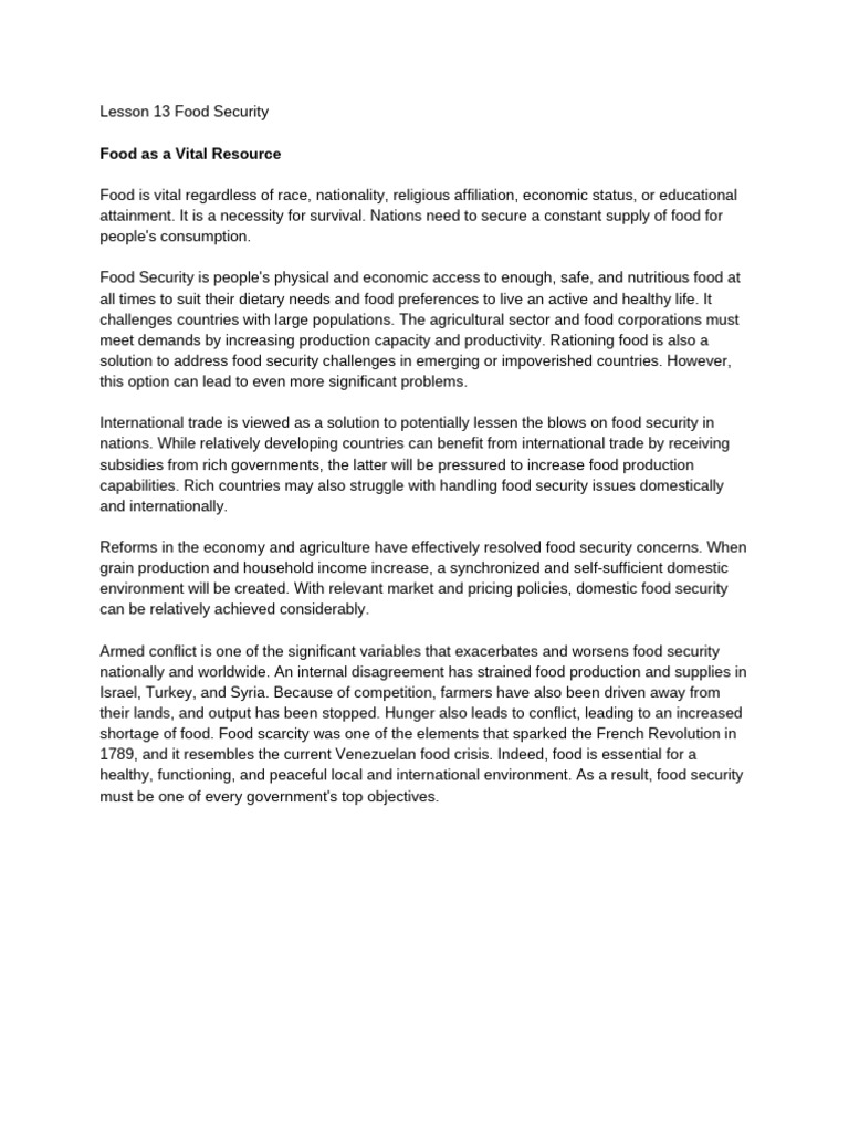 Understanding Food Security Challenges | PDF