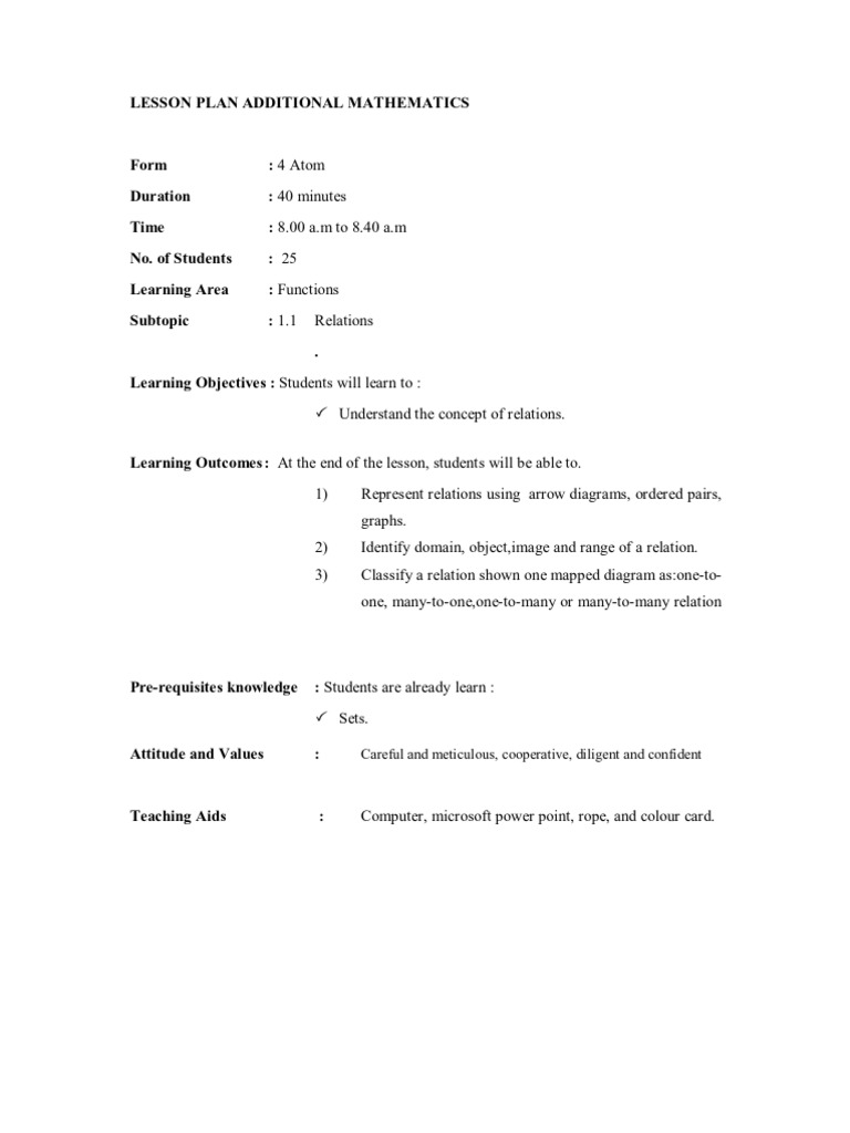 Grade R Mathematics Lesson Plan | PDF | Lesson Plan | Function ...