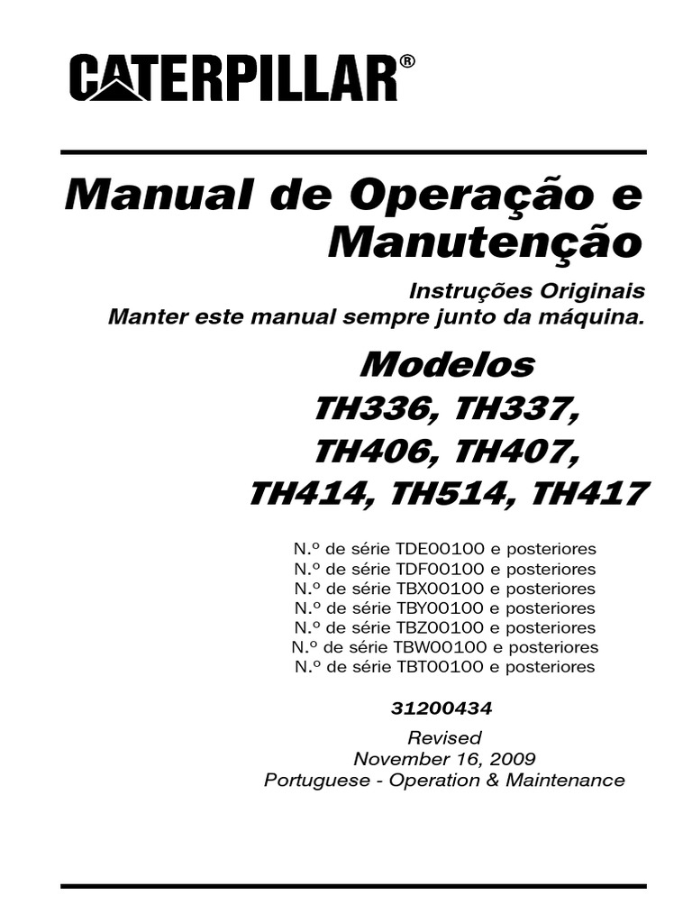 Manual de Operação TH336 a TH417 | PDF | Motores | Oscilação