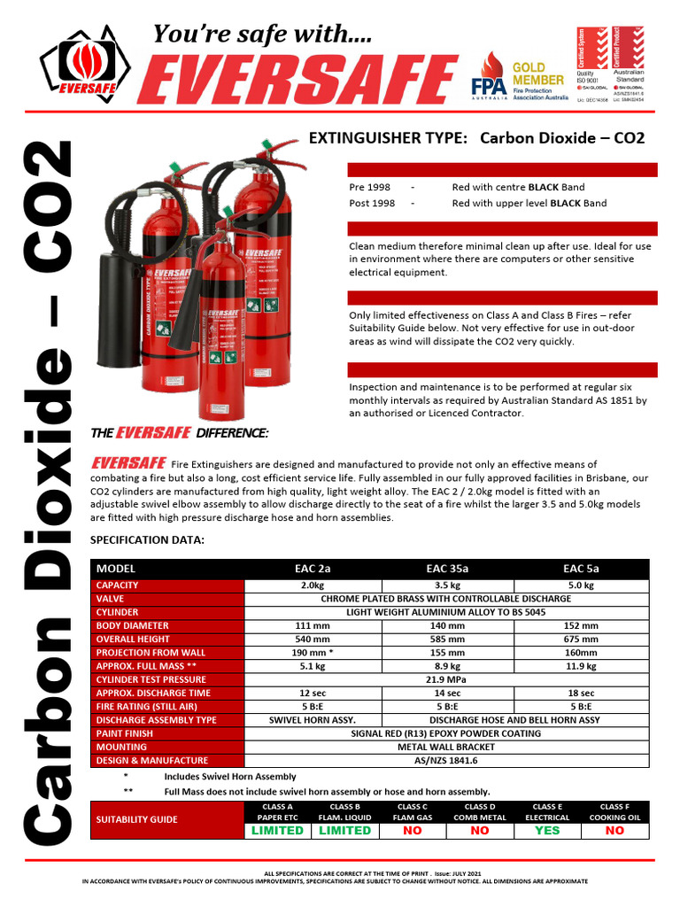 CO2 Fire Extinguisher Specifications Guide | PDF | Carbon Dioxide ...