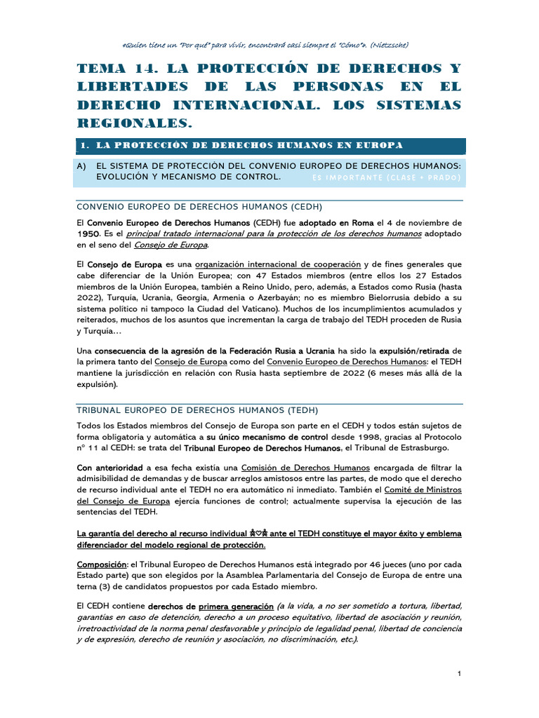 Protección de Derechos Humanos en Europa | PDF | Convenio europeo de ...