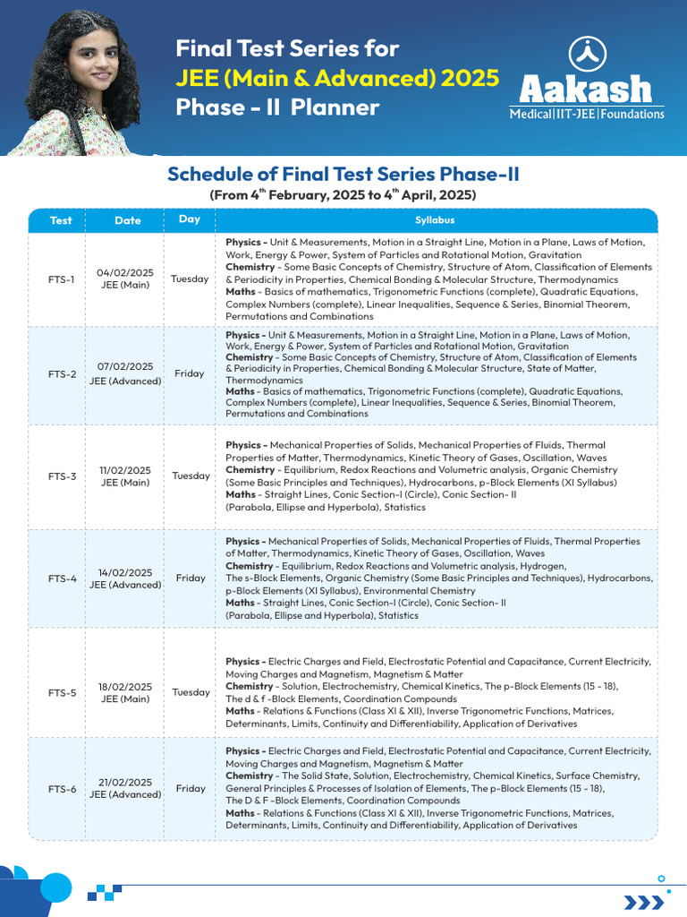 JEE Main 2025 Phase II Test Schedule | PDF | Chemistry | Physics