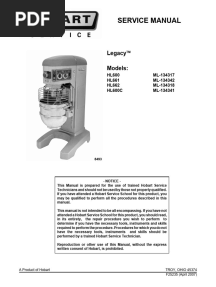 HOBART HL600 SERVICE MANUAL ( ML134317 )