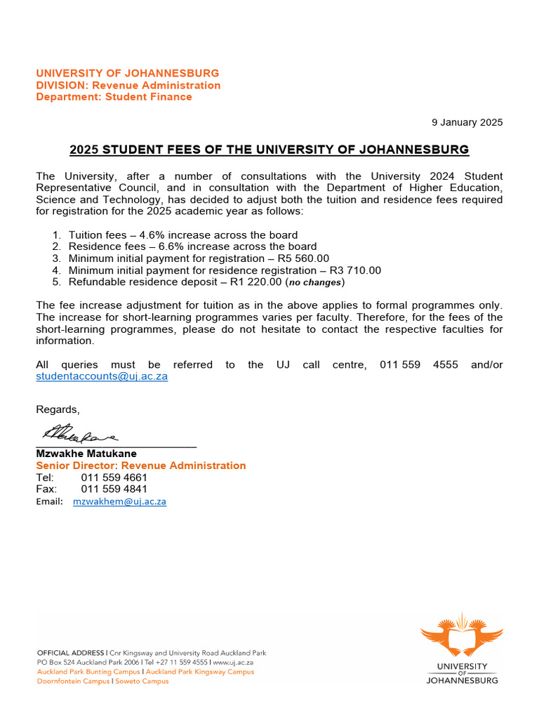 2025 Tuition Fee Increase 9 Jan 2025 | PDF