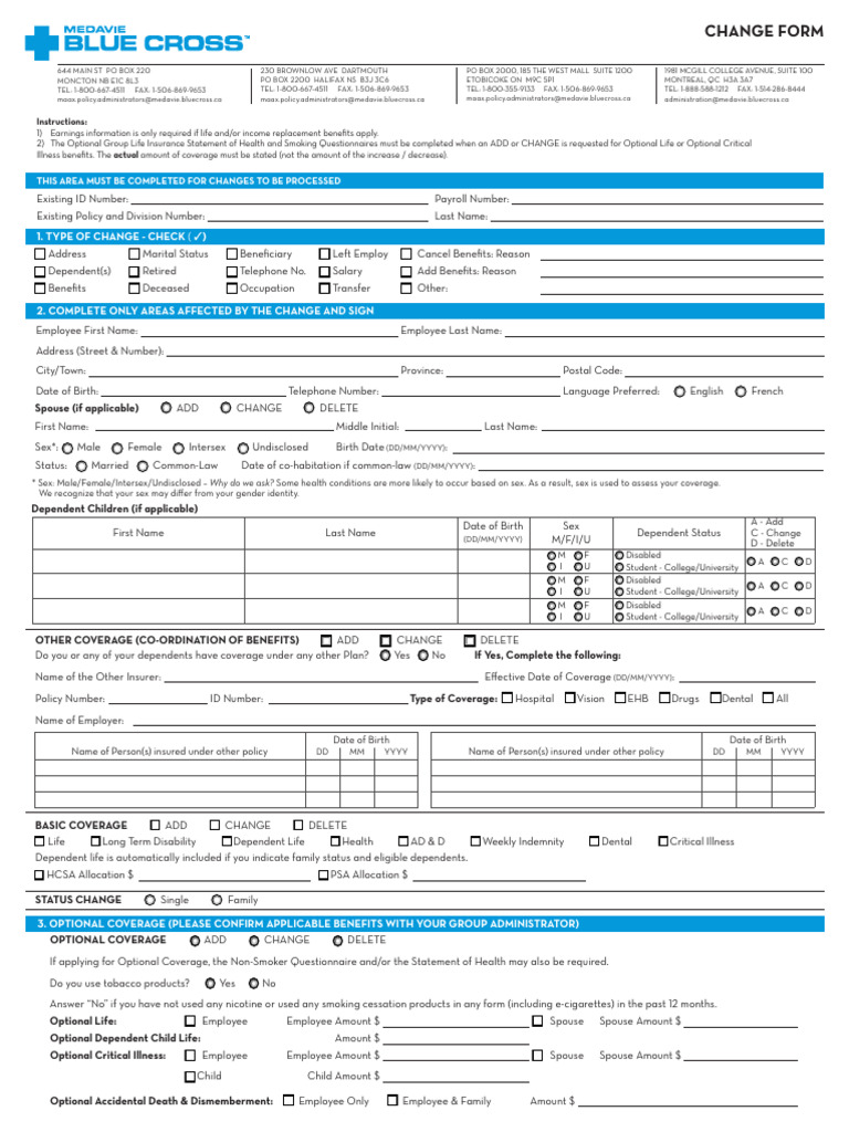 Optional Life Insurance Change Form | PDF | Life Insurance | Employment