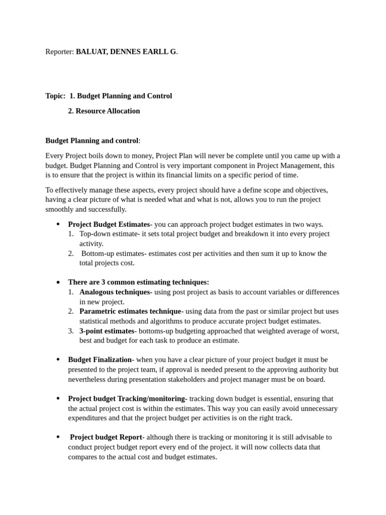 Budget Planning & Resource Allocation Guide | PDF | Project Management ...