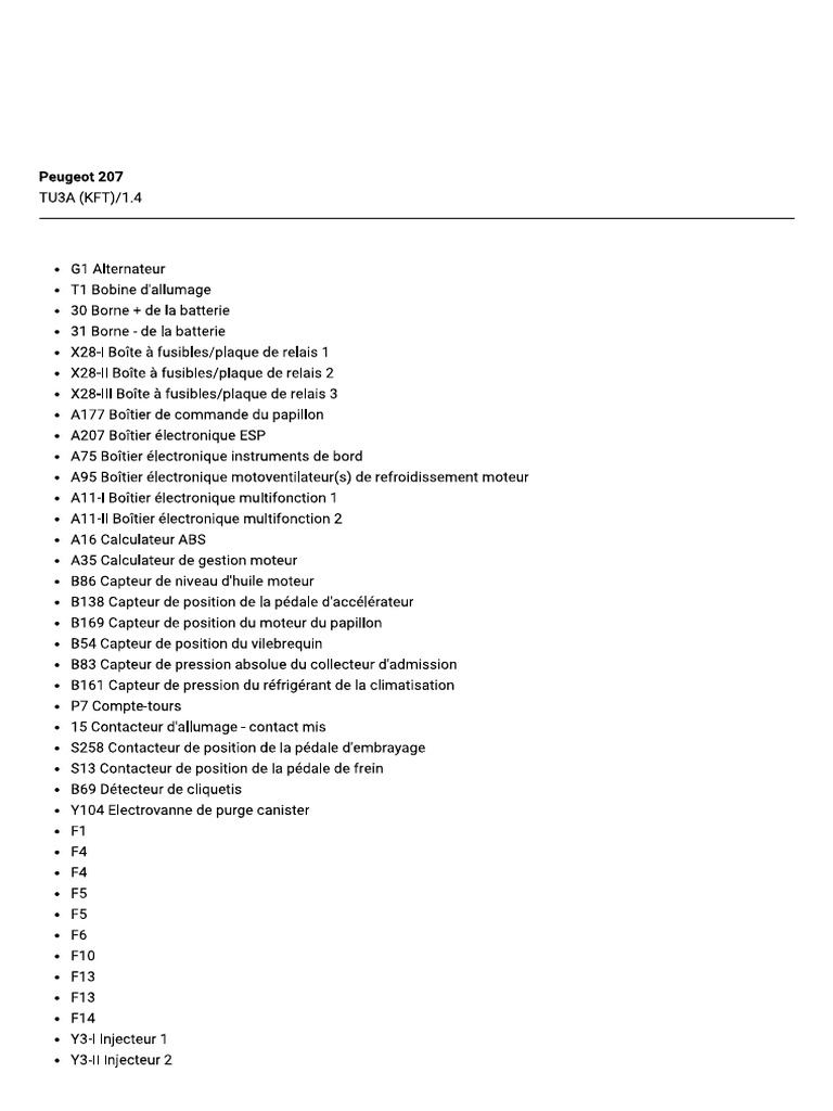 Wiring Diagram - Autodata-Peugeot 207 1.4 KFT Valeo | PDF