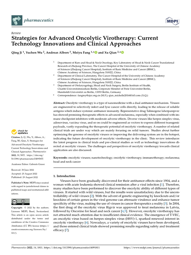 Strategies For Advanced Oncolytic Virotherapy Current | PDF | Virus ...