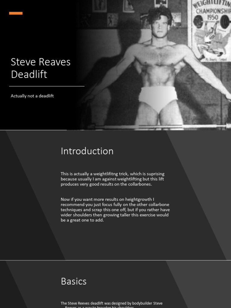 Steve Reeves Deadlift for Wider Shoulders | PDF